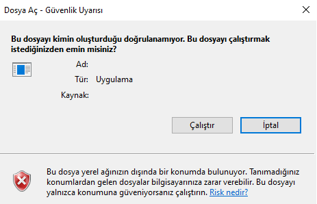 Dosya Aç - Güvenlik Uyarısı Kapatma
